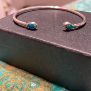 Blue fire opal sterling silver bracelet